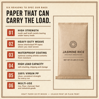 Sac en papier kraft personnalisé avec logo, qualité alimentaire, haute résistance, impression couleur sur plusieurs couches, pour l'emballage du riz en charge lourde