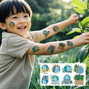 Waterproof Temporary Face <strong>Tattoo</strong> Stickers for <strong>Children</strong> World Earth Day-Themed Environmentally Friendly - Product Image 3