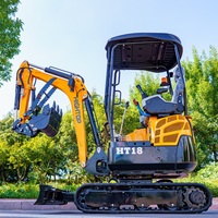 Penjualan Pabrik HT18 Micro Crawler Digger Compact Bagger 1.8 Ton Mini Excavator dengan Kabin untuk Proyek Pertanian.