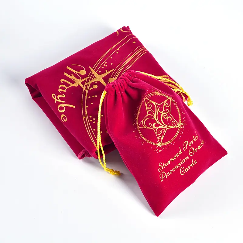 Bolsa de gamuza con impresión de logotipo personalizado reutilizable de fábrica MOQ bajo almacenamiento de regalo de lujo bolsa de tarjeta de Tarot de terciopelo con cordón