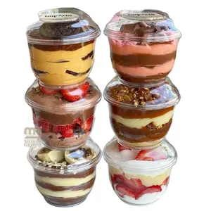 批发定制PP宠物透明塑料冰淇淋杯200毫升生物冻糕水果甜点冷杯酸奶塑料杯带盖