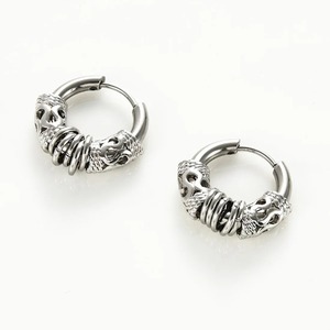 1 Paire de Boucles d'Oreilles Dragon Punk en Acier Inoxydable pour Hommes et Femmes, Classiques Argent et Noir, Style Hip Hop, Piercing, Bijoux Accessoires - Product Image 5