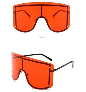 Lunettes de soleil carrées rétros, surdimensionnées, à monture métallique, une pièce, bouclier, Cool, collection <span class=keywords><strong>2021</strong></span> - Product Image 6