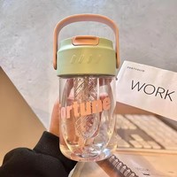 Grande Vente Gourde d'Été Portable Grande Capacité Transparente 600 ml en Plastique pour Thé aux Fleurs, avec Filtre et Paille