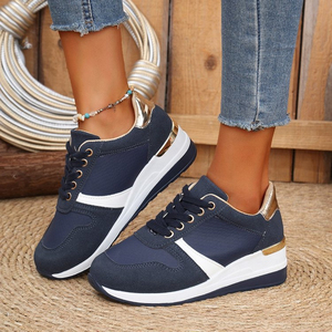 Zapatillas Deportivas con <span class=keywords><strong>Plataforma</strong></span> de Goma y Cordones, Decoración Metálica, Diseño de Parches en PU, Estilo 2026, para Mujer, Uso Diario, Casual y al Aire Libre - Product Image 3