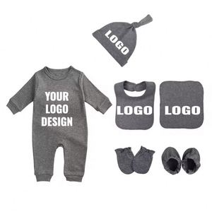 Ensembles de vêtements pour bébés unisexes personnalisés, 100% coton respirant, respectueux de l'environnement, combinaisons à manches longues, barboteuses, ensemble cadeau pour nouveau-né, personnalisé - Product Image 3