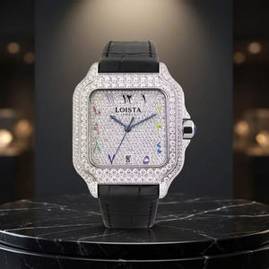 Montre en acier inoxydable de luxe de fabrication indienne, design élégant, mouvement à quartz, avec diamants étincelants époustouflants - Product Image 2