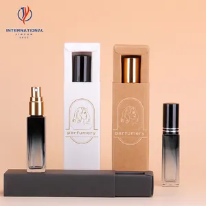 Venta al por mayor vacío 10ml de lujo Perfume Mist Spray botella de perfume de vidrio con tapa caja de embalaje