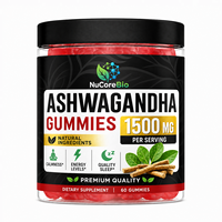 Gummies à l'ashwagandha avec extrait de racine pour le soulagement du stress, l'amélioration de l'humeur, la concentration, l'énergie, le soutien du sommeil chez l'adulte, OEM, marque privée, vente en gros, en vrac