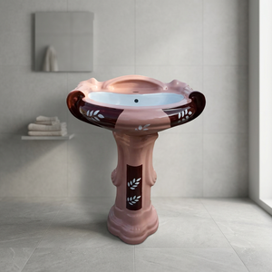 Modern Luxury Ceramic Wash <b>Basin</b> Pedestal Set Wall Mounted Bathroom Sink with Full Pedestal Lavabo - Product Image 2