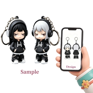 Llavero 3D MEIYAN <span class=keywords><strong>de</strong></span> <span class=keywords><strong>chica</strong></span> con auriculares, figuras <span class=keywords><strong>de</strong></span> acción <span class=keywords><strong>de</strong></span> anime, figuras coleccionables <span class=keywords><strong>de</strong></span> vinilo para regalo, venta al por mayor - Product Image 1