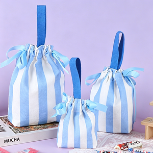 Premium Medium-Sized Durable Cotton Canvas Buckled Type Gift Bag <b>Ribbon</b> Closure for Bridal Shower Party Favors Small Present - Product Image 2