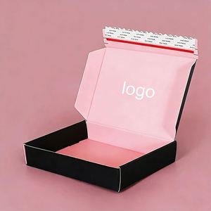 Custom Black & <b>Pink</b> Corrugated Mailer <b>Box</b> With Self-Seal Tear Strip Ideal for Consumer Electronics & E-commerce Shipping - Product Image 2