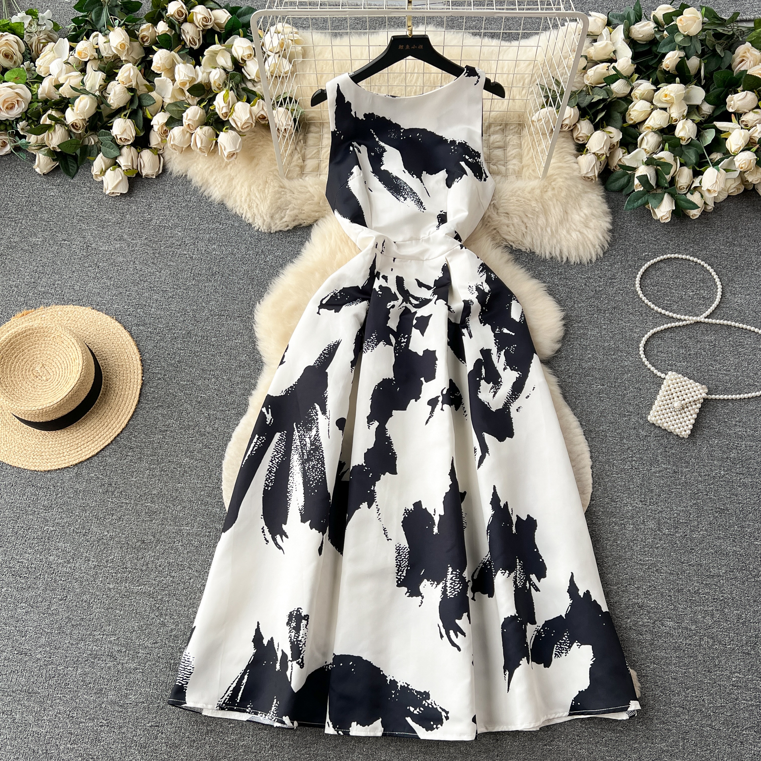 Elegant Summer O-Neck Sleeveless Midi Dress for Women | Casual A-Line Print  Dress in Bulk for Stylish Ladies