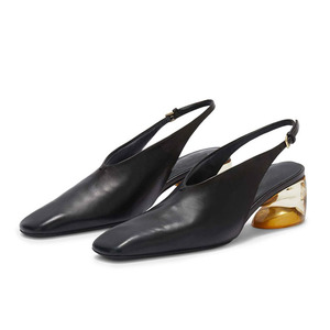 Sandalias de tacón bajo personalizadas para mujer, con punta cuadrada, estilo casual, con correa trasera, zapatos planos tipo slingback para oficina. - Product Image 6