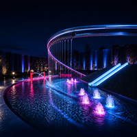 Système de rideau d'eau synchronisé DMX512 en acier inoxydable SUS304 pour place publique