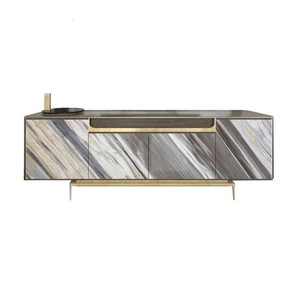 Light Luxury Solid Wood Marble TV Cabinet