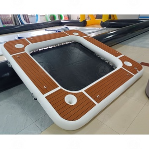<span class=keywords><strong>Hamaca</strong></span> <span class=keywords><strong>de</strong></span> <span class=keywords><strong>agua</strong></span> inflable para deportes acuáticos con portavasos, plataforma flotante inflable portátil redonda con malla para yate - Product Image 1