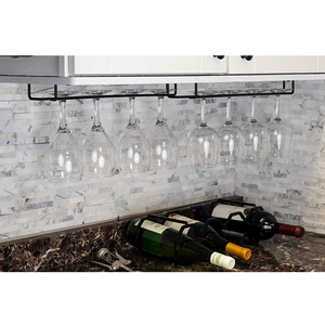 Grandes copas de vino de vidrio de hierro negro Rack debajo del Gabinete de cocina, titular de Bar de almacenamiento estantes - Product Image 2