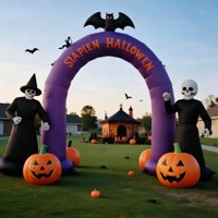 Arche gonflable en forme de tête de citrouille sur le thème d'Halloween, décoration extérieure pour entrée de jardin