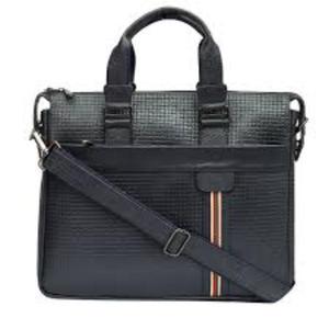 Elegant Genuine Leather Laptop Work Case With Dedicated Computer Pocket Secure <b>Zip</b> <b>Fastening</b> Traditional Briefcase Style Carry - Product Image 1