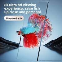 Aquarium professionnel moderne de luxe en verre avec base noire ultra-claire et design de ruisseau panoramique pour salon