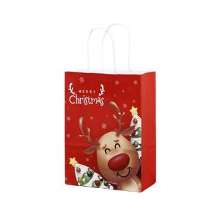 Bolsa de Papel Roja de Santa Claus, Ecológica, Duradera y de Alta Calidad para Compras, Regalos de Navidad, Promociones y Dulces - Product Image 3