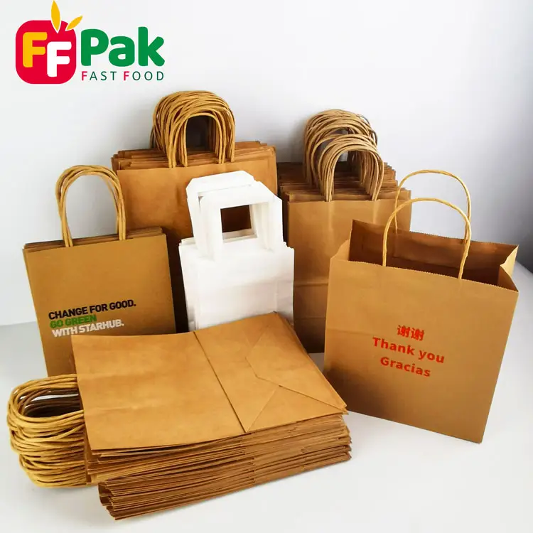 Bolsas de embalaje de alimentos personalizadas, bolsa de papel de embalaje con logotipo, envío de bolsas de comida, Kraft de papel marrón personalizado