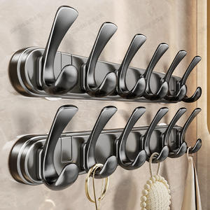 ตะขอแขวนผนังแบบสุญญากาศสีน้ำเงินรูปทรงสี่เหลี่ยมผืนผ้า รับน้ำหนักได้มาก 5 ตะขอ สำหรับห้องน้ำ ห้องสุขา แขวนเสื้อ หมวก ไม่ต้องเจาะผนัง - Product Image 1