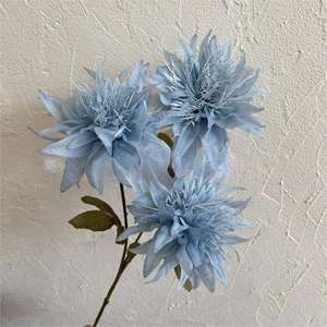 Fourniture en vrac de haute qualité Faux 3 têtes fleurs d'anémone de mer bleu soie d'anémone de mariage artificielle - Product Image 1