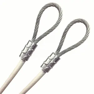 镀锌钢3/16 “白色乙烯基涂层最佳钢丝绳，用于双环铝套管拉链线