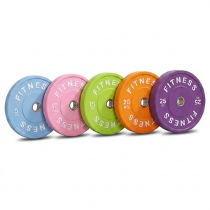 Disques de musculation en caoutchouc Macaron à code couleur, trou de 50 mm, pour haltères de gym, avec logo personnalisé - Product Image 1