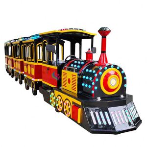 รถไฟฟ้าท่องเที่ยวกลางแจ้ง อุปกรณ์สวนสนุกแบบไร้ราง สำหรับห้างสรรพสินค้า นั่งได้ 18 คน ใช้เวลา 8 ชั่วโมง ทำจากไฟเบอร์กลาส กำลังไฟ 2.4 กิโลวัตต์ - Product Image 1
