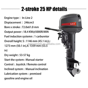 Venta caliente 25HP Motor fueraborda de 2 ciclos Yamaha Longitud del eje estándar para lanchas rápidas - Product Image 2