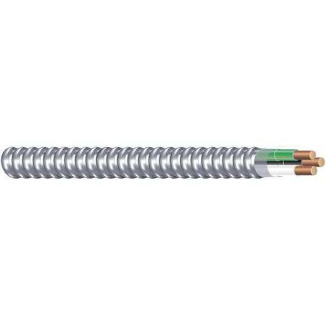 Metal Clad Armor Cable MC 12/2 Awg Building Wire 600V Copper Conductors, AIA PVC/Nylon Insulation 14 to 10 AWG