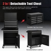 Armoires à outils métalliques verrouillables de grande capacité personnalisées, chariot à outils robuste pour atelier avec armoire supérieure amovible