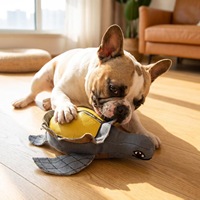 Jouet pour chien en peluche résistant aux morsures en cuir durable, interactif, à mâcher, design lézard, baleine, tortue de dessin animé, vente en gros