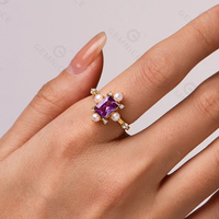 Ensemble de bijoux Gemnel en argent sterling 925 plaqué or, collier rectangulaire de luxe avec améthyste violette et perle pour femme, cadeau