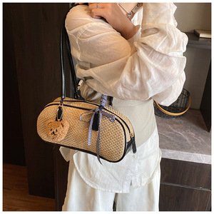 ZPB2898 Sac à main vintage à bandoulière unique pour femme, petit sac carré à texture tissée, nouveau sac fourre-tout décontracté pour les trajets quotidiens, inspiré - Product Image 3