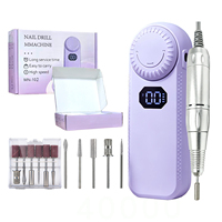 Perceuse à ongles professionnelle portable à couple élevé 45000 tr/min, polisseuse électrique à ongles haute vitesse, outil de polissage multifonction, moteur à balais