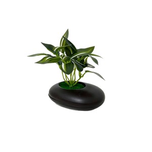 Plante verte artificielle Bonsaï miniature en pot avec pot pour décoration de table, 8 feuilles, matière en caoutchouc souple - Product Image 5
