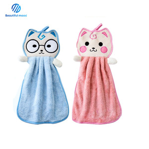 Cute Microfiber Coral Velvet Hand Towel Quick-Dry Multi-Purpose <strong>Kitchen</strong> Hanging Cleaning <strong>Cloth</strong> Woven in Lovely Plain Style - Product Image 3