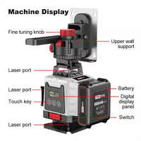Niveau laser d'extérieur DIY ultra-lumineux à lumière verte, haute précision, 8, 12 ou 16 lignes, épaisseur réglable, clignotant, batterie au lithium