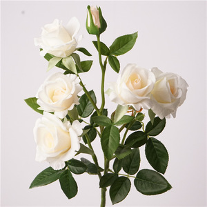 Ventes en gros de fleurs artificielles en latex, roses artificielles, roses de <span class=keywords><strong>jardin</strong></span> multi-têtes, toucher réaliste, hydratées, pour mariage et fête - Product Image 1