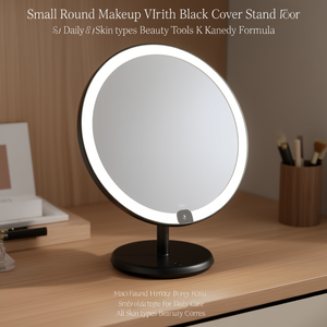Small Round Makeup <b>Mirror</b> With Black Cover Stand For Daily Skin Care All Skin Types Beauty Tools K Beauty Formula - Product Image 3