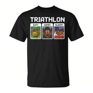 T-shirt de jeu pour garçons, triathlon, Eat Game Sleep, design Pixel Art - Product Image 2