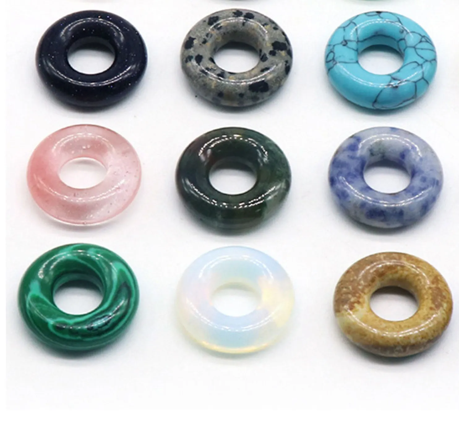 Großhandel 8mm 14mm Karneol Howlite Jade Rondelle Großes Loch Edelstein Perlen Großes Loch Stein Perlen Für Schmuck herstellung 15-20mm