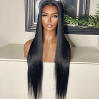 Pelucas Frontales de Encaje HD 13x6 al por Mayor, Peluca Frontal Completa de Encaje HD Natural Brasileño Liso, Cabello Humano Virgen sin Pegamento, Negro