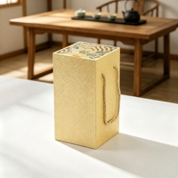 Boîte cadeau en brocart Yunjin chinois pour bouteille unique de Baijiu, motif Fret, couleur irisée changeante