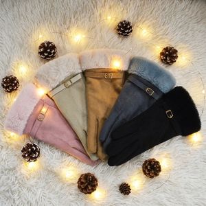 5 paires de gants doux et coupe-vent pour femmes, couleur pastel, avec poignets en fourrure, sangle réglable, gants chauds pour le shopping, les sorties, les fêtes, les vacances, cadeau - Product Image 1